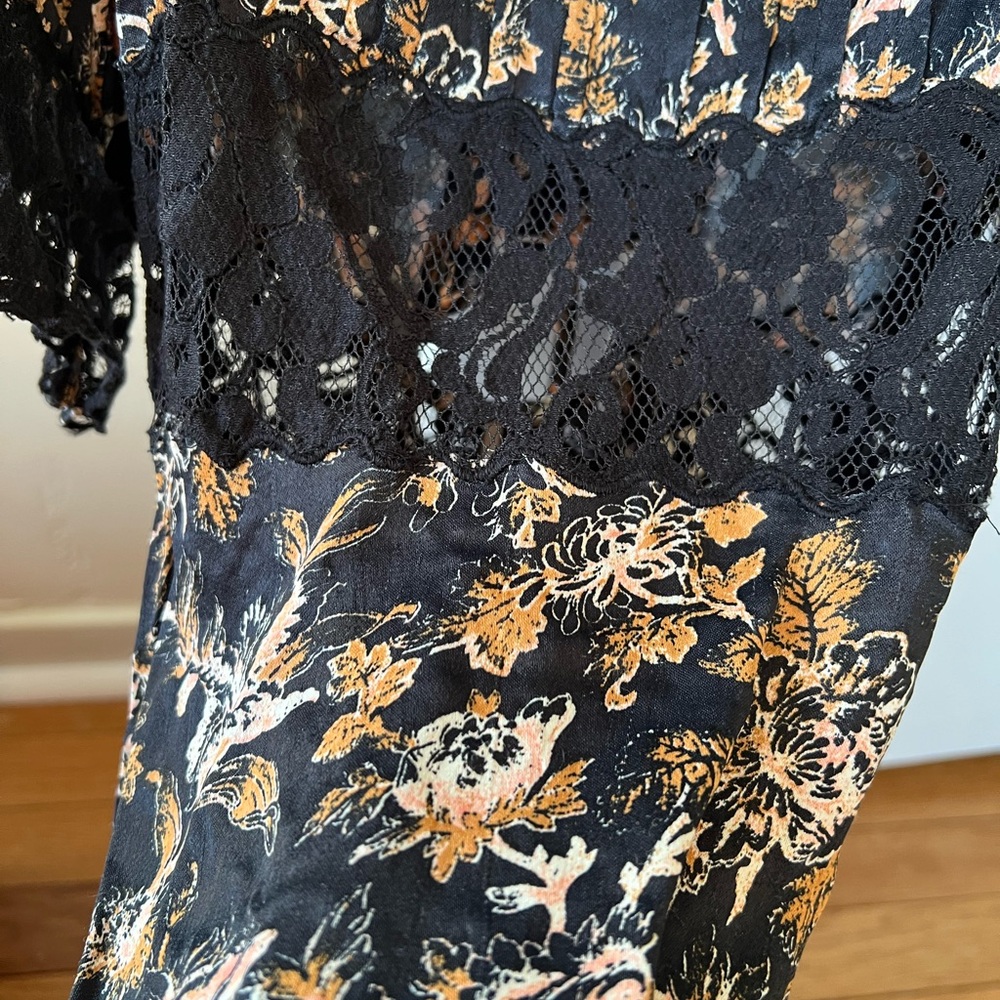 Free People Luci Mini Dress / Black Floral Backless Dress - Picture 5 of 6